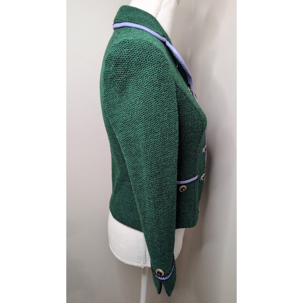 St John Santana Knit Blazer Green Gold Button Preppy Luxury Career Jacket - Picture 5 of 11